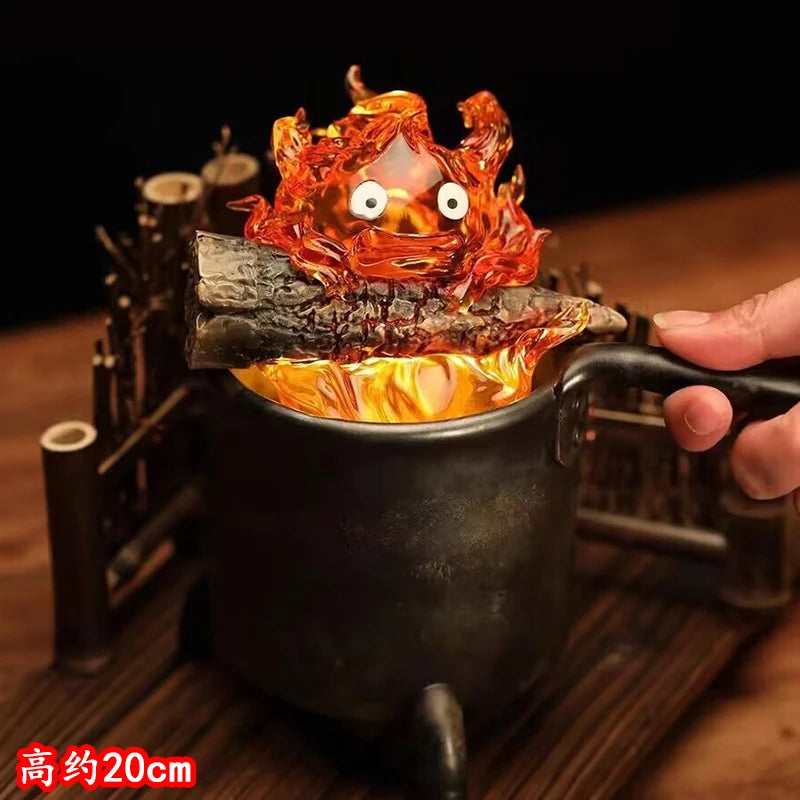 Objekte Lampe Cartoon Cartoon Calcifer Anime 20cm Kerze Desktop Actionfiguren Modell Statue PVC Modell Sammlung Ornament Spielzeug