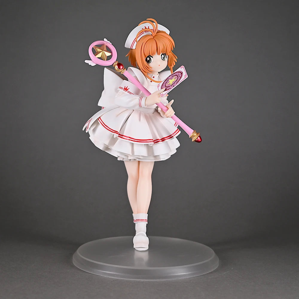 Xiaotao Cardcaptor Sakura Nurse Uniform GK Figure 22CM Upgraded Face Sculpture Anime Statue Magic Wand Clow Card Gift For Otaku