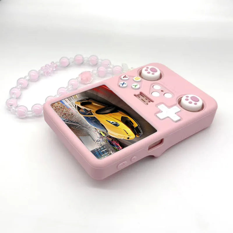Cute Silicone Kit For R36S handheld game console protective cover with lanyard and tempered glass button cap hildren's gifts