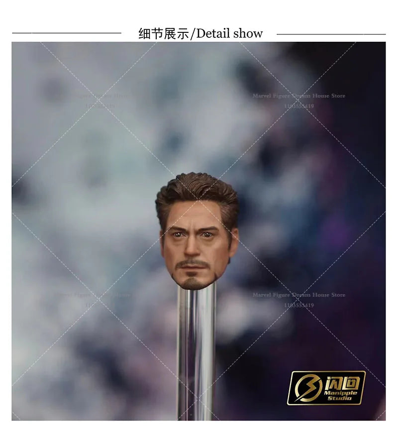 048 1/10 Scale Head Sculpt Genius Inventor Powered Armor Tony Stark For 6-inch  Action Figure Soldier Collections Toys In Stock