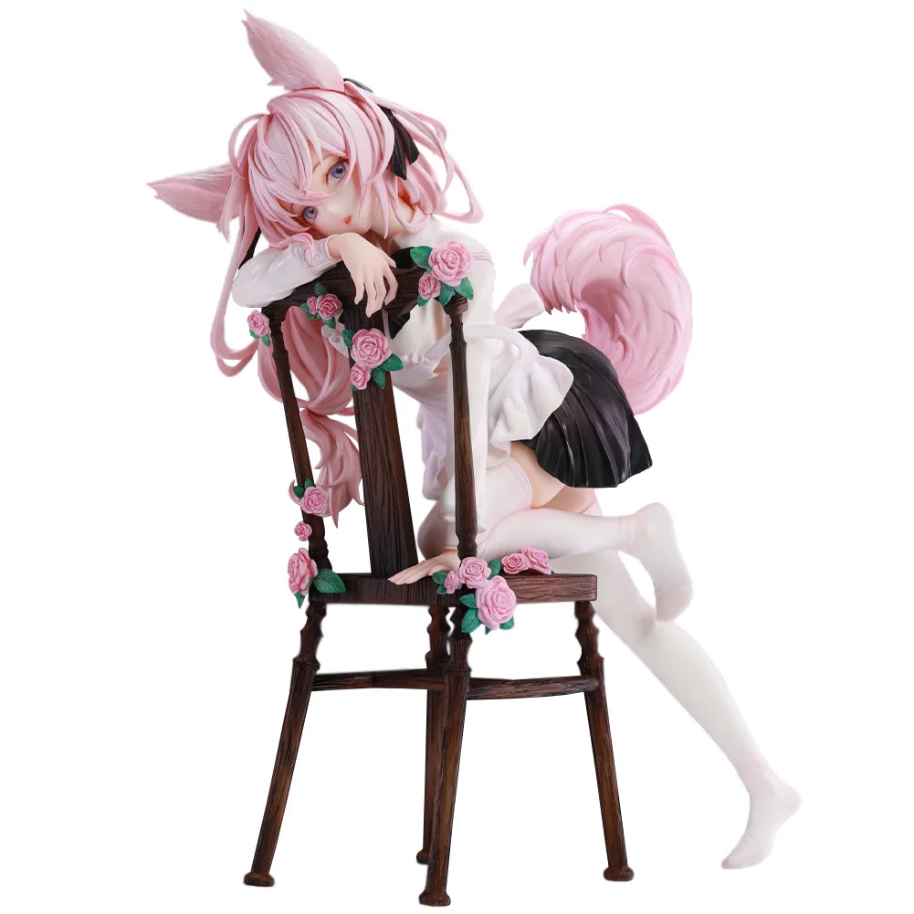 Anime-Kaninchen Flova-Figur, kniende Pose, Actionfigur, Kawaii, süße Schönheit, Flova-Modell, Desktop-Ornamente, Sammlung, Spielzeug, Geschenke, 21 cm