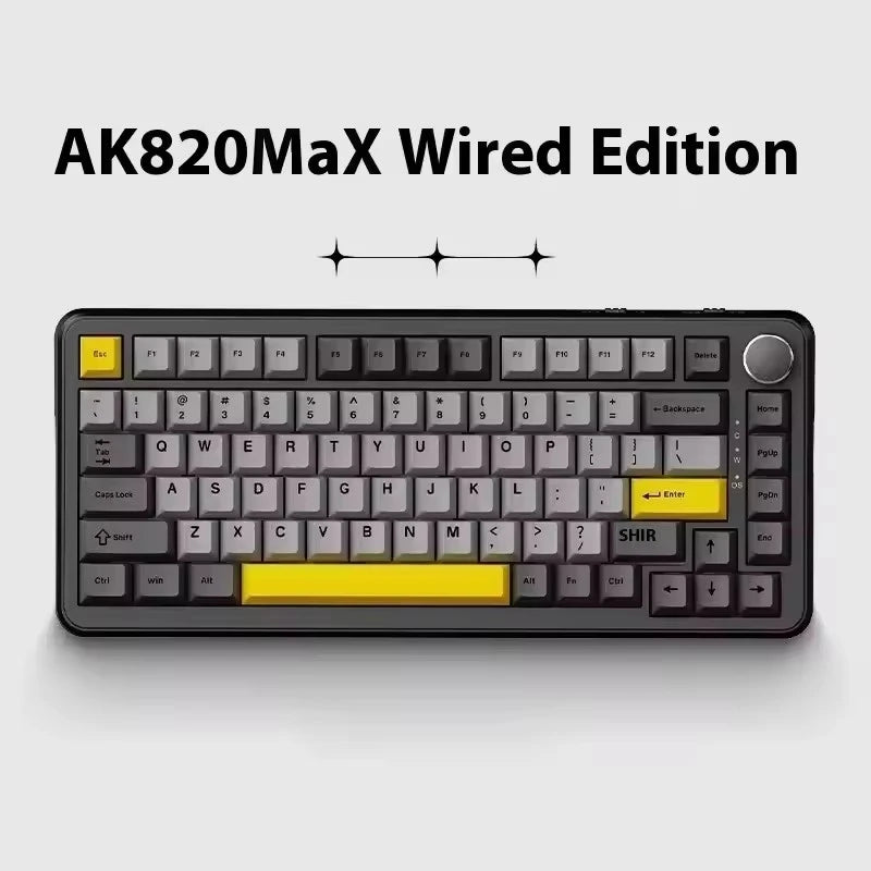 Ajazz AK820 Pro Gaming-Tastatur mit Magnetschalter, Dichtungsmontage, Bluetooth 5.1/2.4G Wireless/Typ-C, kabelgebunden, TFT-Bildschirm für Mac/Win