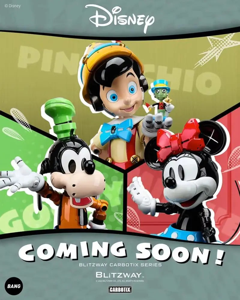 Original BLITZWAY Disney Pinocchio Alloy Movable Mechanical Goofy Action Figure Collectible Mickey Model  Led Eyes Birthday Gift