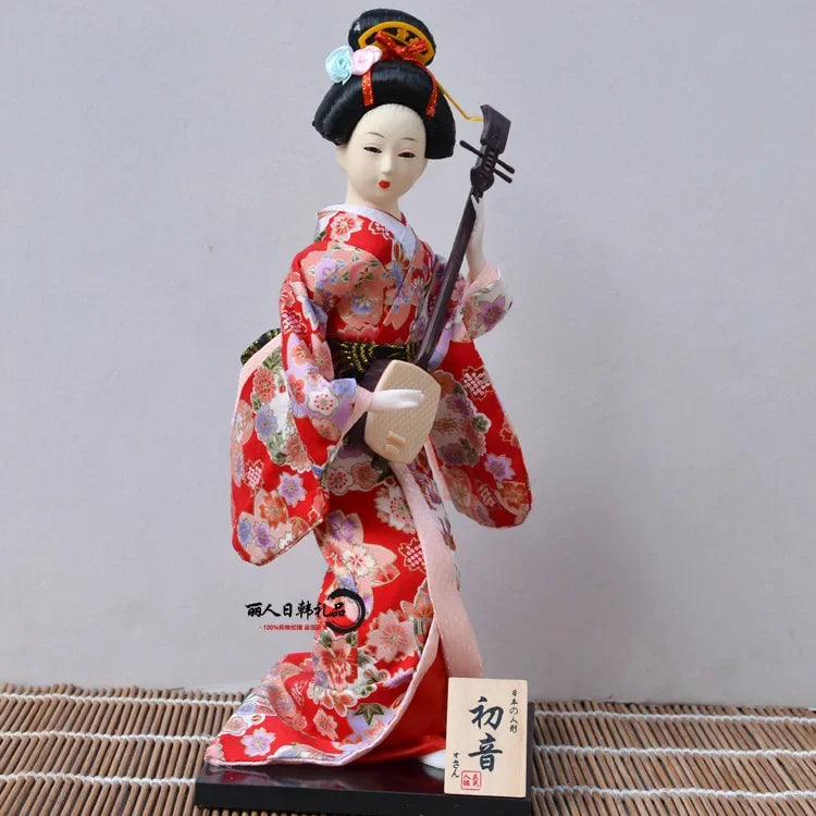 12inch Japanese Geisha Doll Statuette Sitting Figurine Japanese Kimono Kokeshi Kabuki Geisha Handicraft Ornament Birthday Gift