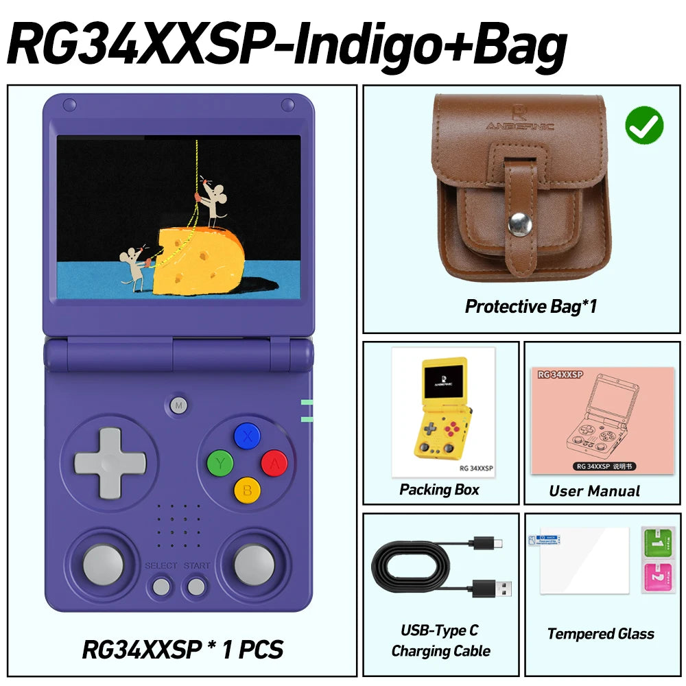 Anbernic RG34XXSP 3.4-Inch IPS Linux 64-bit Game Console H700 quad-core LPDDR4 2GB Retro Game Player HD-Connect To TV RG 34XXSP