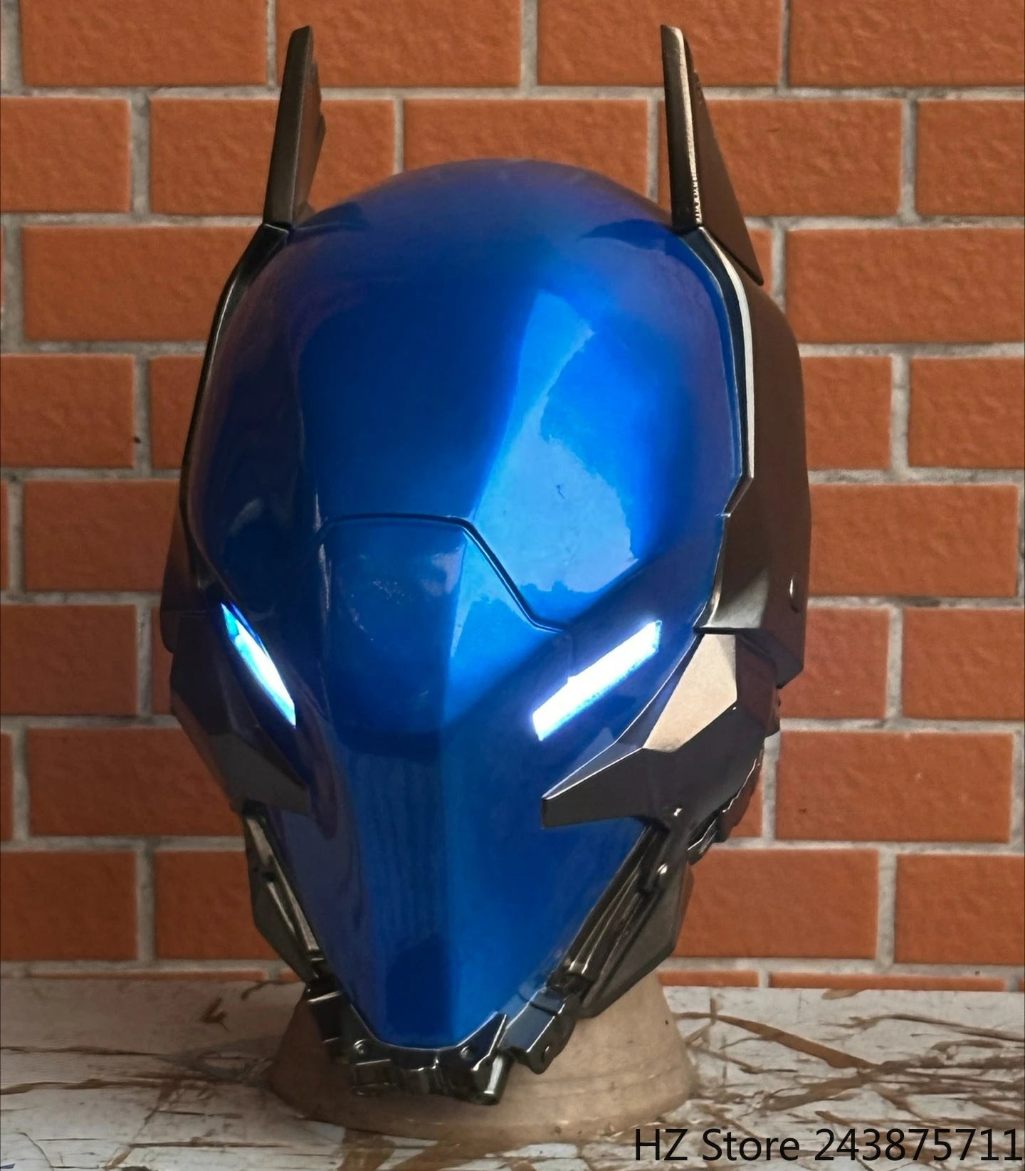 Blue Hood Arkham Knight Helmet: Led Eyes arkham knight mask Fiberglass Cyber Knight Helmet Halloween Cosplay Mask Casque Helmet