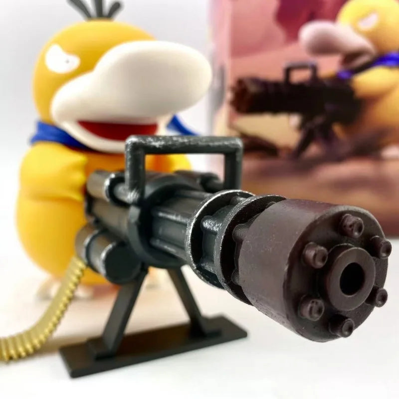 Psyduck Gatling Gun Action Figure - Pokemon Series Collectible Model Anime Peripheral Cute Duck Toy Gift for Boys