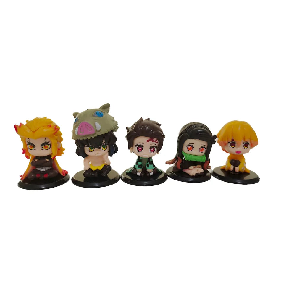 Hot Q Version Demon Slayer Sitting Ghost Doll Tanjiro Nidouzi Inosuke Zenizu Figure Action Figure Movie Model Toys Doll