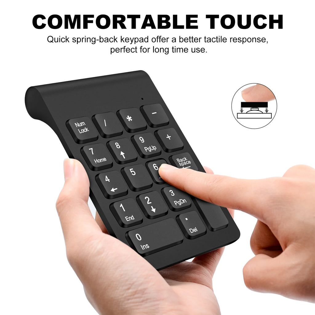 Lefon Wireless Numeric Keyboard 18 Keys Mini Digital Number Pad Keypad Accounting Bank Keypad Mouse Set For PC Laptop Notebook