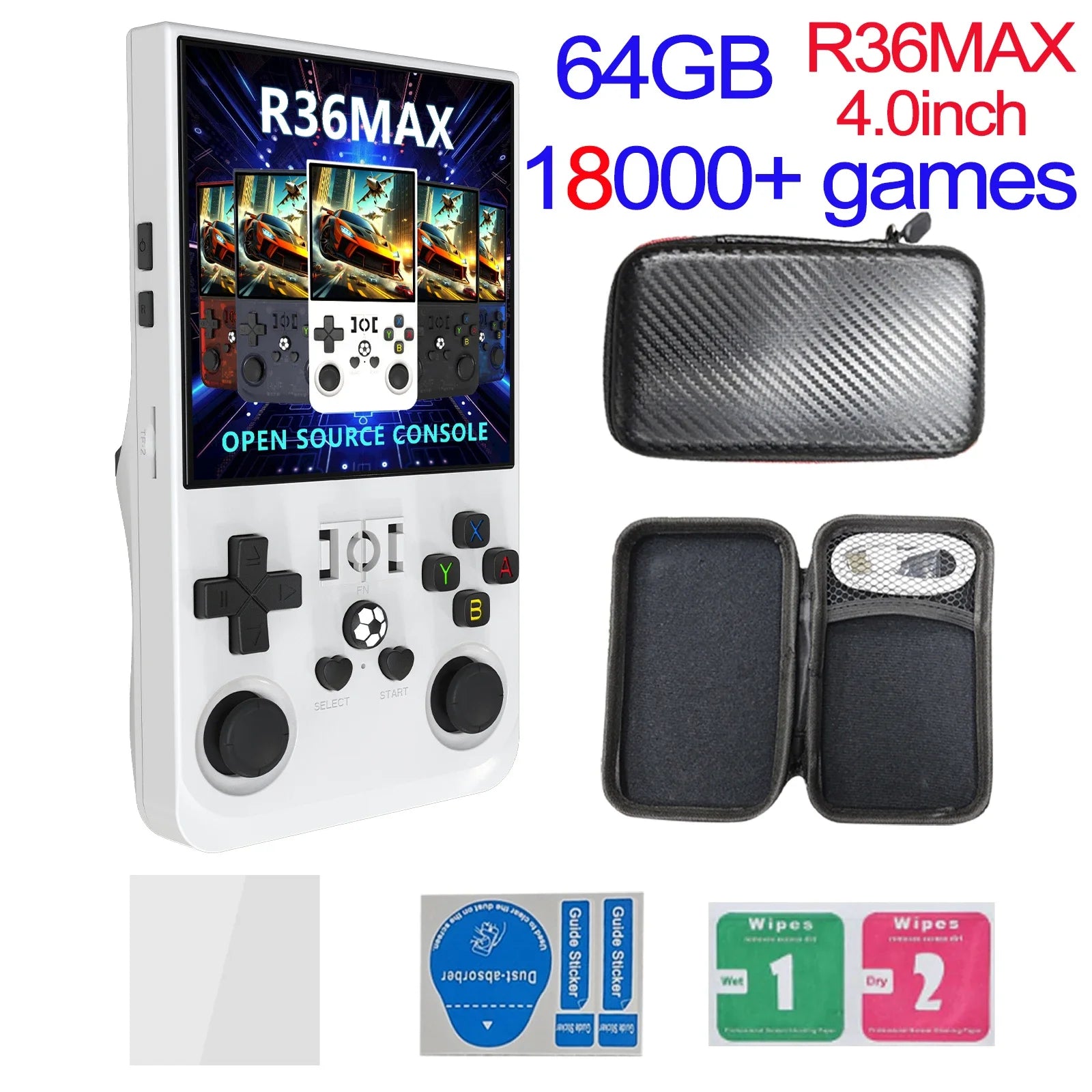 R36MAX Игрална конзола 64GB 128GB 18000+ ИГРИ Linux система 4.0-инчов K36 срещу R36S 3.5-инчов джобен видео плейър. Не е необходимо изтегляне.