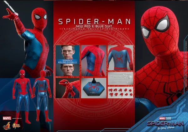 Hot Toys Mms679 Mms680 Mms658 Marvel Spider-Man No Way Home New Red & Blue Suit Anime Action Figure Collection Children Gifts