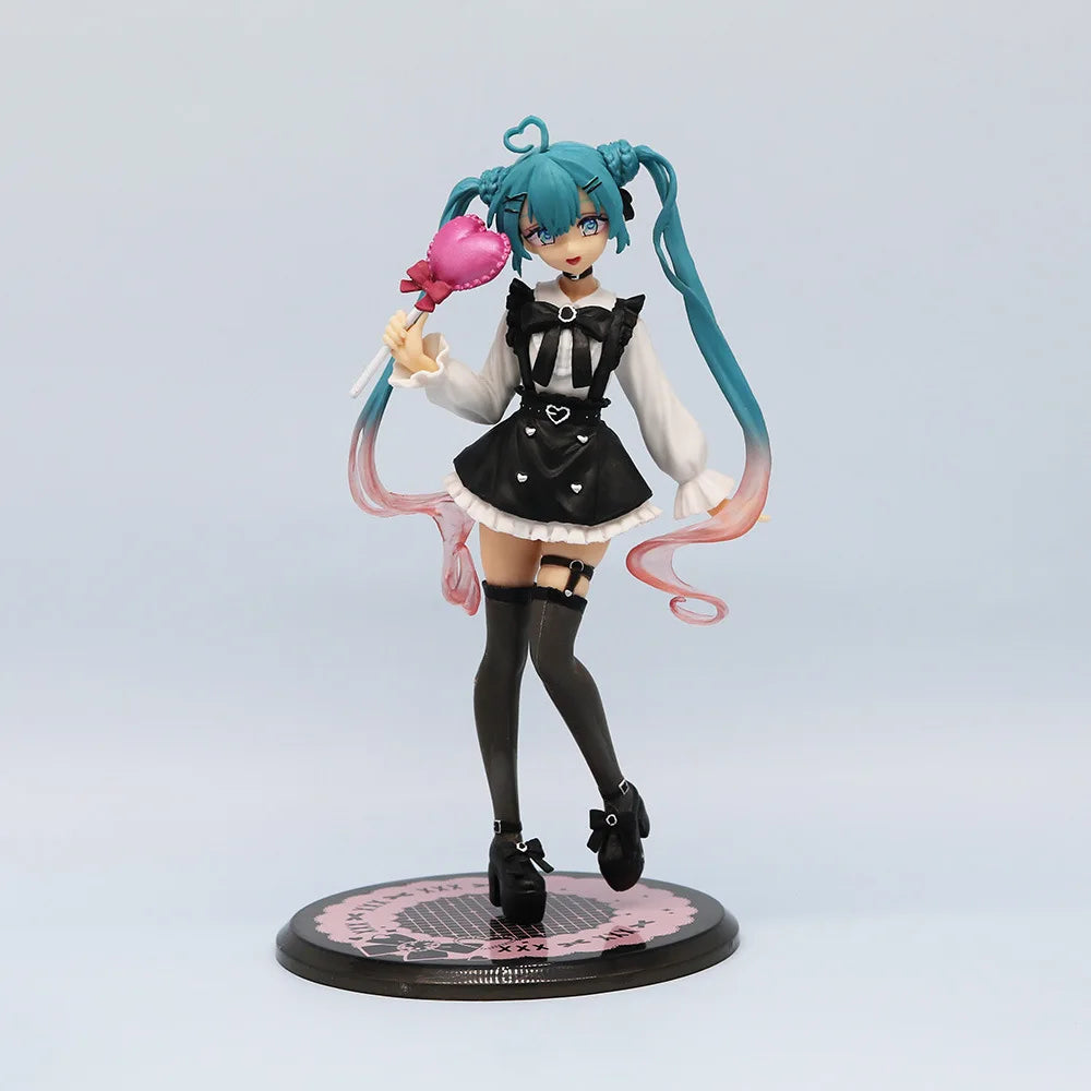 Anime Little Devil Hatsune Miku Handmade Little Raccoon Chuyin Dark Angel Handmade PVC Model Animation Peripheral Ornaments