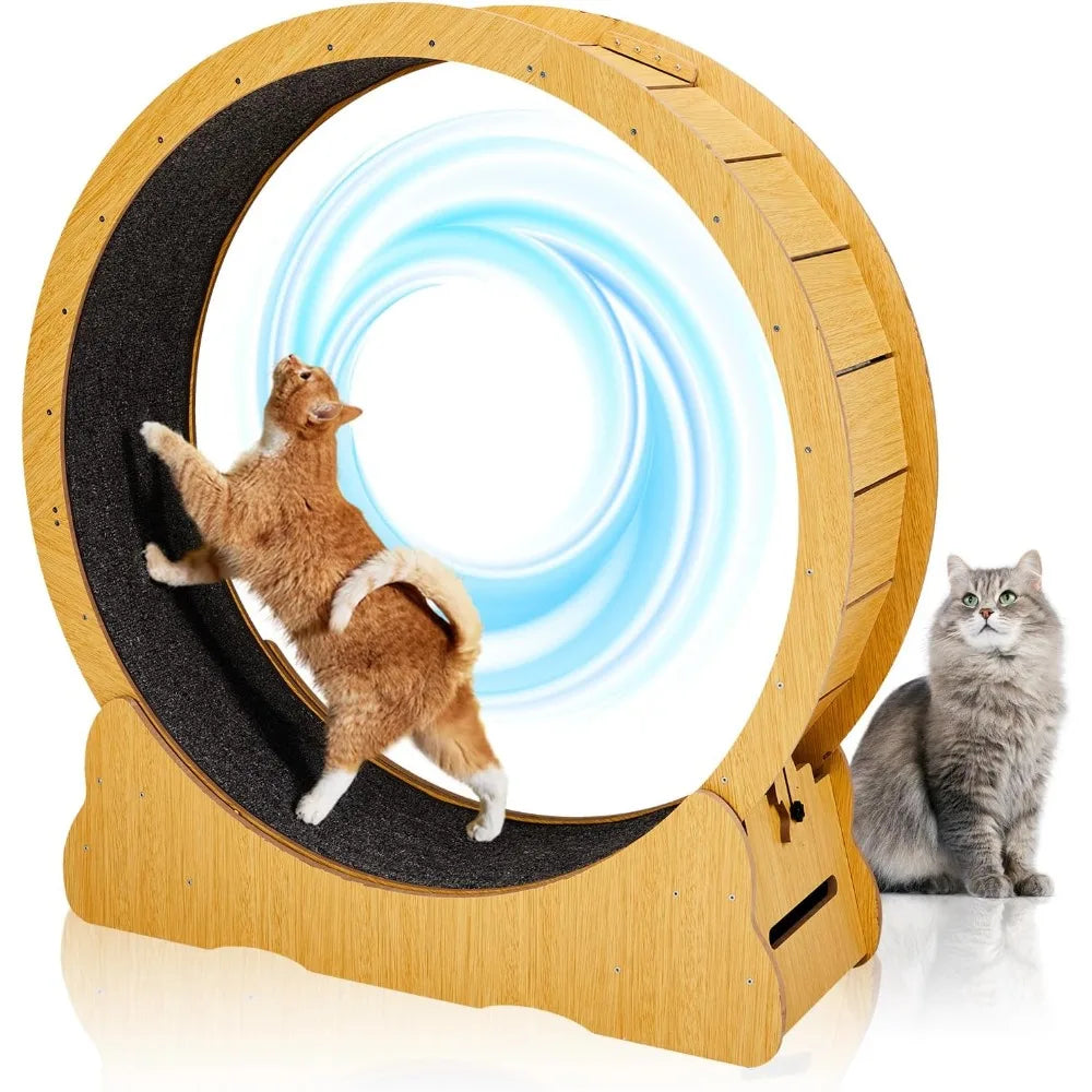 Cat Exercise Wheel for Quiet Running Indoor Use, 43.3" Cat Treadmill with Detachable Carpet, Cats Exerciser Helps Cats