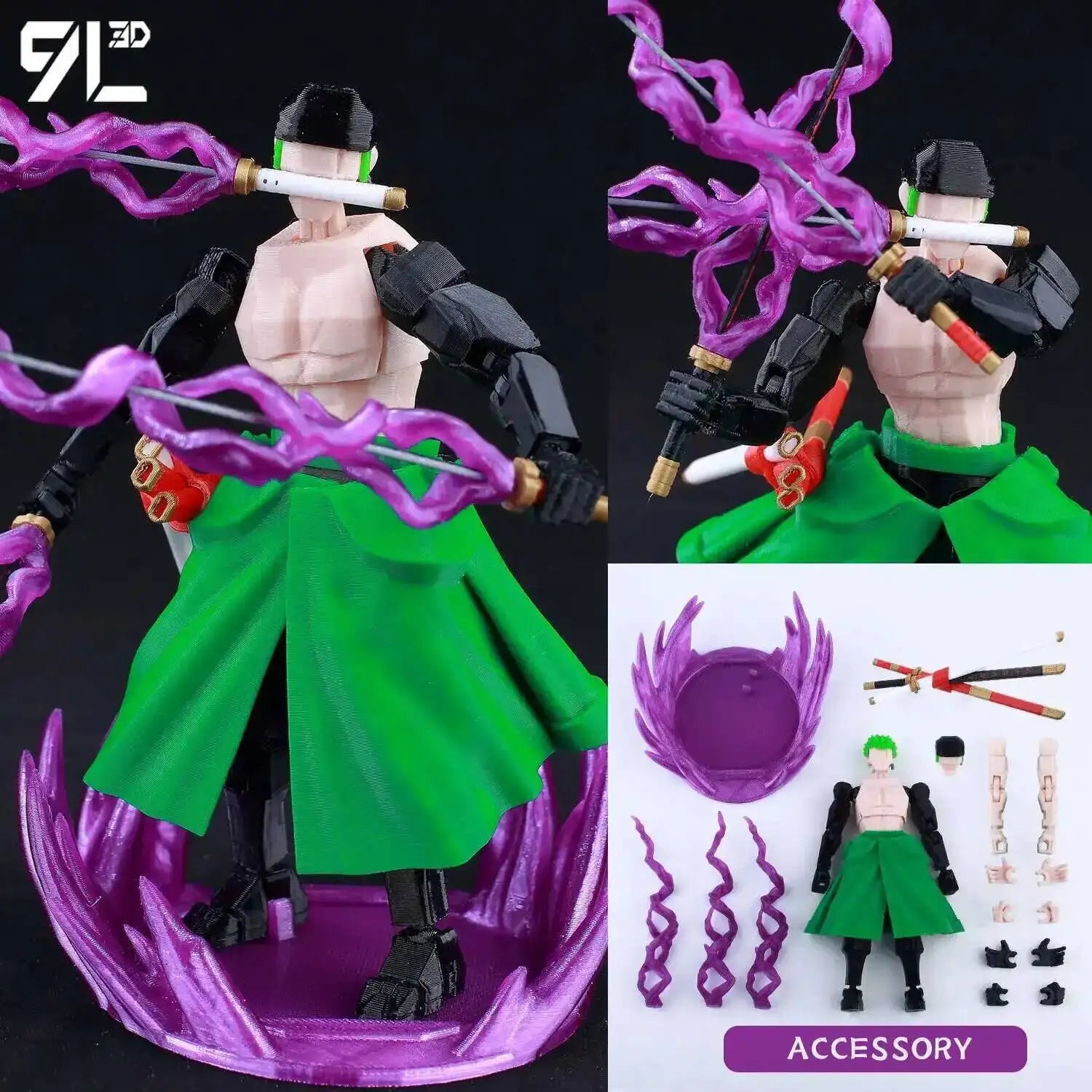 9L3D-gedruckter Dämonentöter AKAZA Tanjiro Kamado Lucky Dummy 13 bewegliche Gestaltwandler-Actionfiguren Schaufensterpuppenspielzeug für Anime-Fans