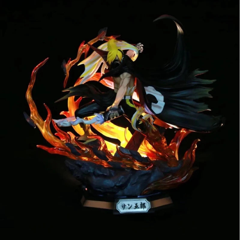 36cm One Piece Wano Country Vinsmoke Sanji Gk Statue Double Head Sculpt Led Light Up Collectible Model Desktop Decoration Gift