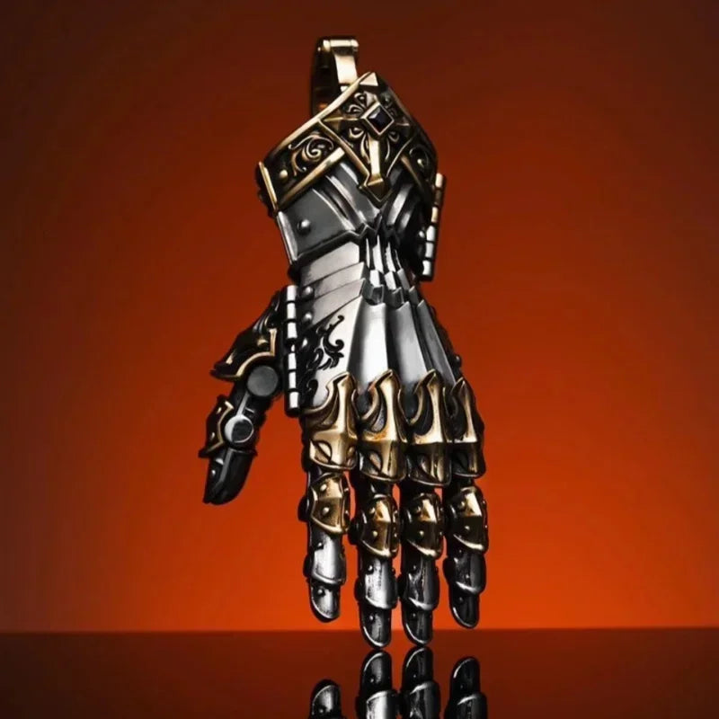 Robot Hand Charm Pendant For Men Unique  Gift Vintage Bionic Hand With Chain Movable Finger Joints Ornament