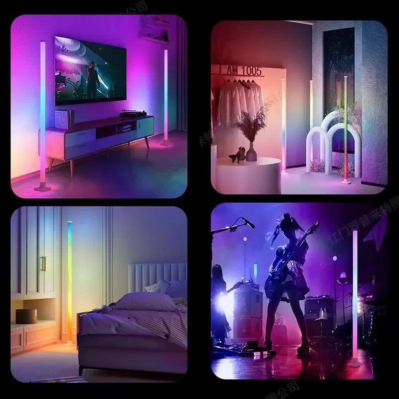 LED Floor Lamp RGBIC Corner Lamps with APP Remote Contorl Multicolour Music Sync Standing PVC Floor Light for LivingRoom Bedroom