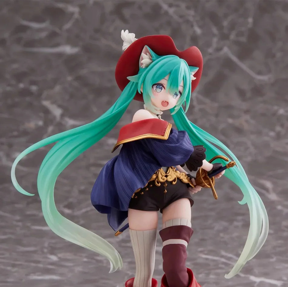 Hatsune Miku Desktop Cute Action Figure Tale Wonderland Miku Puss in Boots Anime Figurine Kawaii Girl Model Toy Adorable Decor
