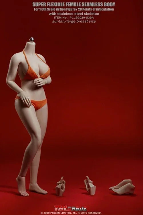 TBL S04 S01 S19 1/6 Female Super-flexible Body Doll Phicen Stainless Steel Skeleton Suntan Pale Large/small Breast Action Figure