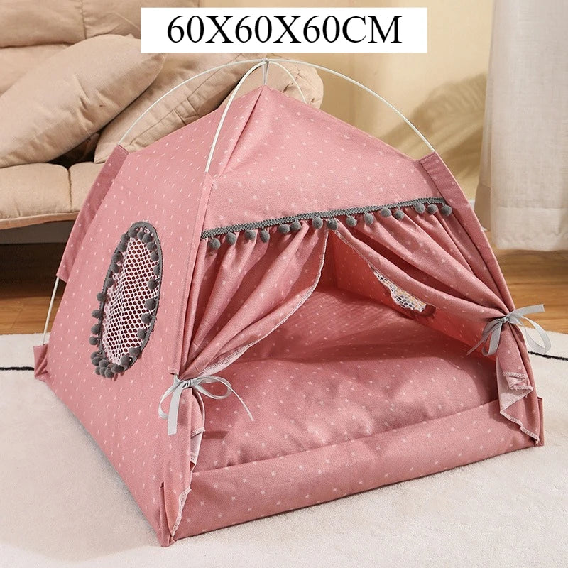 Hiding Cat Tent Semi Closed Nest Bed Portable Indoor Breathable Detachable Cat Tent House Four Seasons Universal Pets Beds