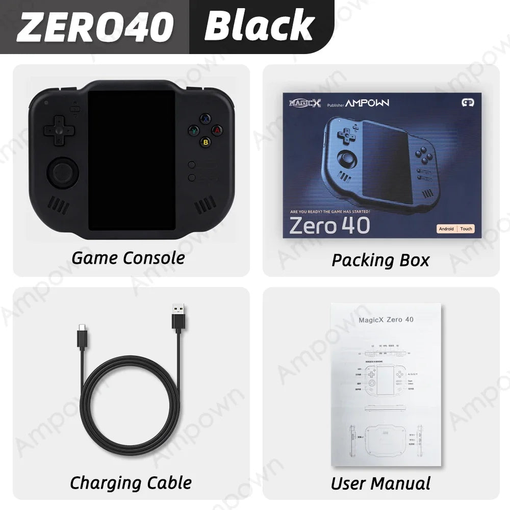 AMPOWN ZERO 40 Video Game Console 4'' IPS Multi-touch Screen Android System A133P Support Wifi Bluetooth Vibration Motor for NDS