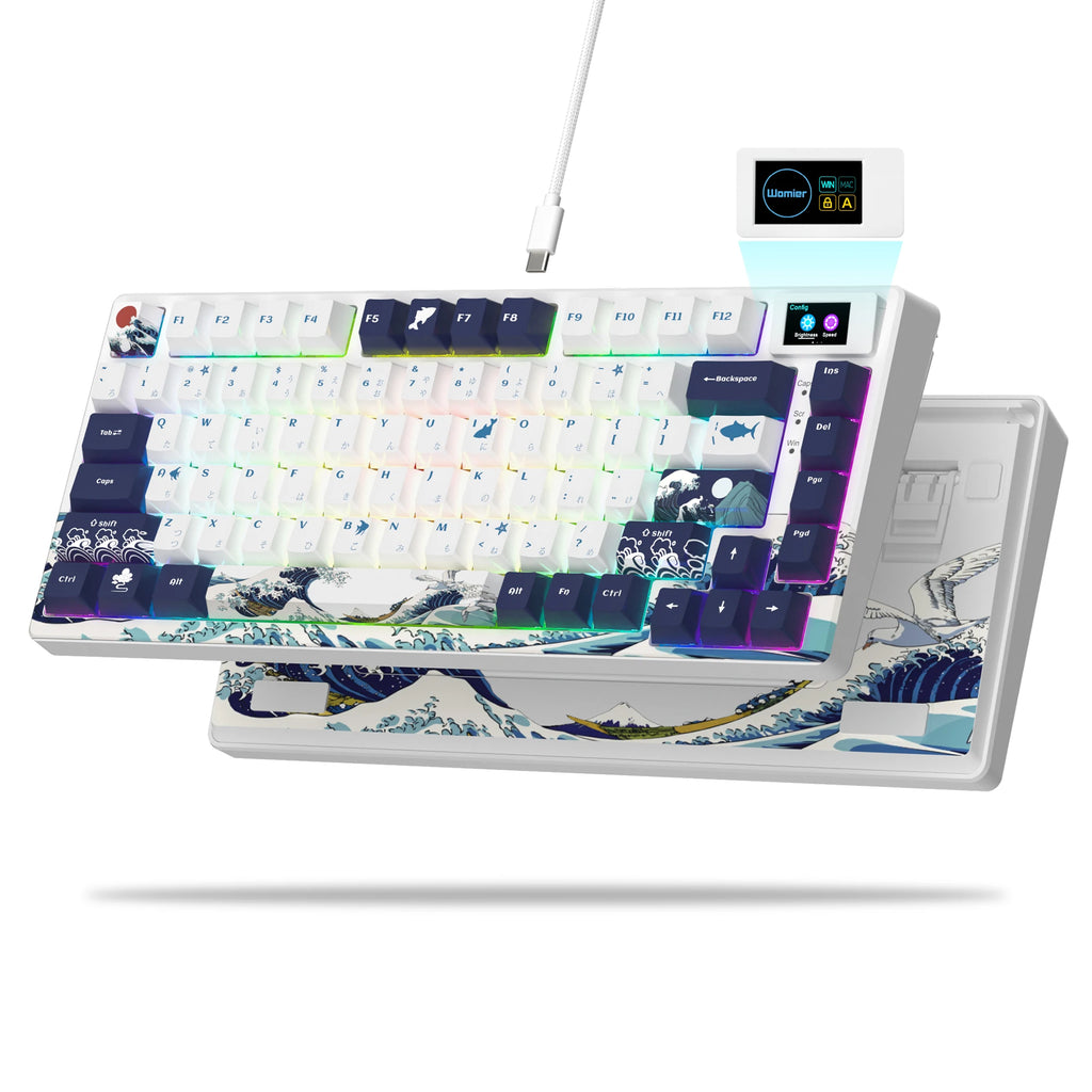 womier SK80 Mechanische Tastatur mit Dichtungsmontage, 81-Tasten-Gamer-Tastatur, 75 % Hot-Swap-RGB-Gaming-Tastatur mit Smart Display für PC
