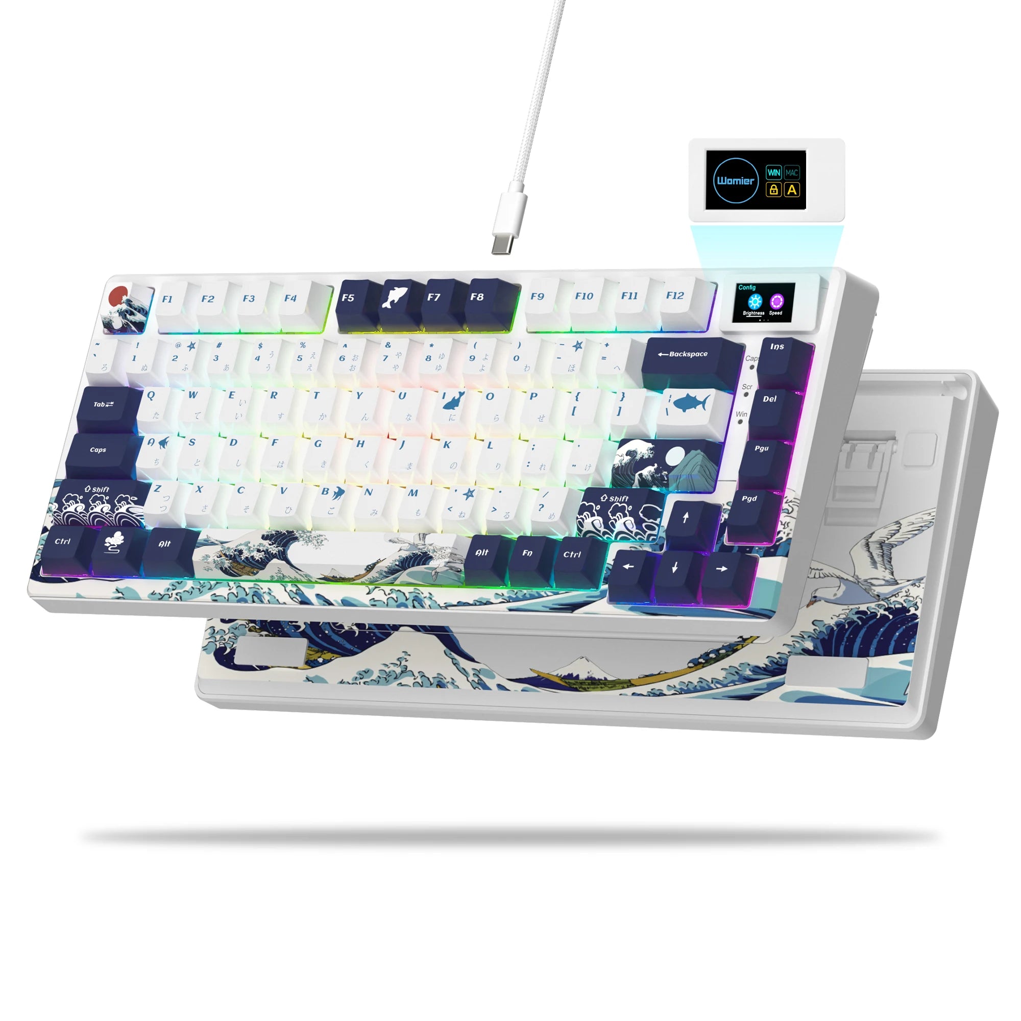 womier SK80 Mechanische Tastatur mit Dichtungsmontage, 81-Tasten-Gamer-Tastatur, 75 % Hot-Swap-RGB-Gaming-Tastatur mit Smart Display für PC