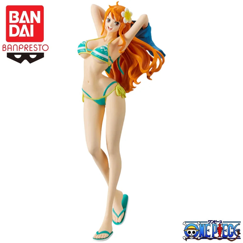 Auf Lager One Piece Nami Figuren Stehende Haltung Badeanzug Auto Ornamente Puppen Actionfiguren Sammlung Geschenke