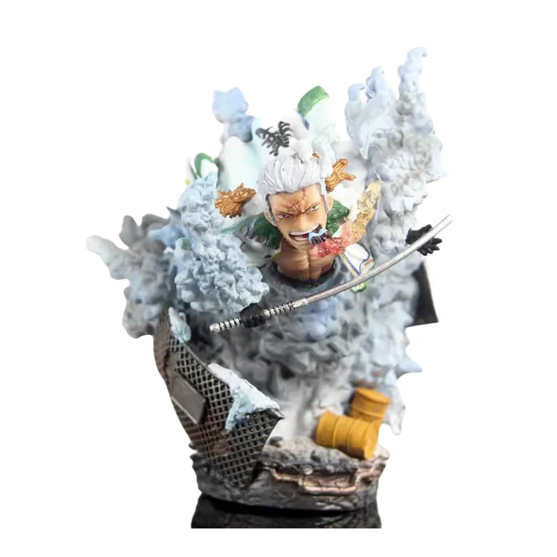13CM Anime One Piece GK Navy Colonel Smoker Luffy Smoking Man Kampfszene Statue PVC Actionfigur Sammlermodell Spielzeug