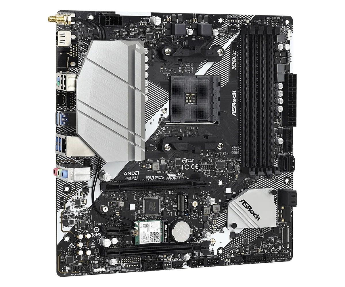 ASRock B550M/AC Motherboard Socket AM4 AMD B550 support Ryzen 5 5600 4500 3200G 3600 5700X cpu DDR4 128GB NVMe SSD Micro ATX