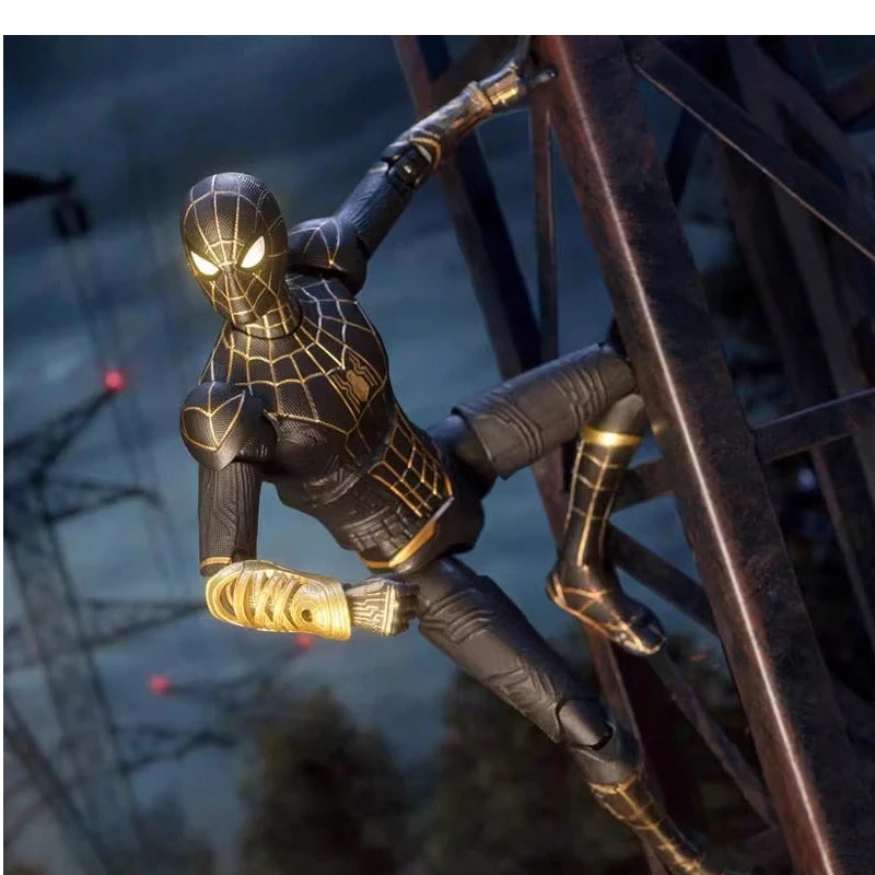 Marvel Spider-Man No Way Home Black Gold Suit Super Articulated Action Figure Collectible Model Toy For Kids Marvel Fans