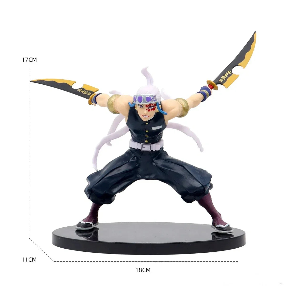Anime Demon Slayer Tanjirou Muichirou Mitsuri Zenitsu Combat posture Action Figure PVC Model bracket Desk Decor doll Toy Gifts