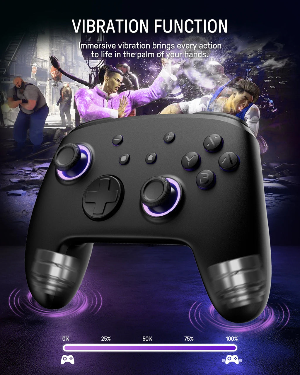 FUNLAB Firefly Luminous Pattern Wireless Pro Controller For Nintendo Switch 2/1 with 7 LED Colors/NS/Paddle/Turbo/Motion Control