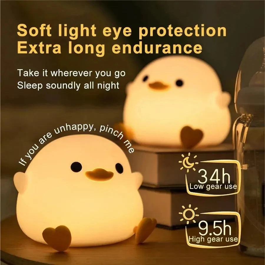 DoDo Duck Silicone LED Bedside Lamp Night Light Cute Duck Dimmable Nursery Nightlight Rechargeable Baby Bedrooms Decoration