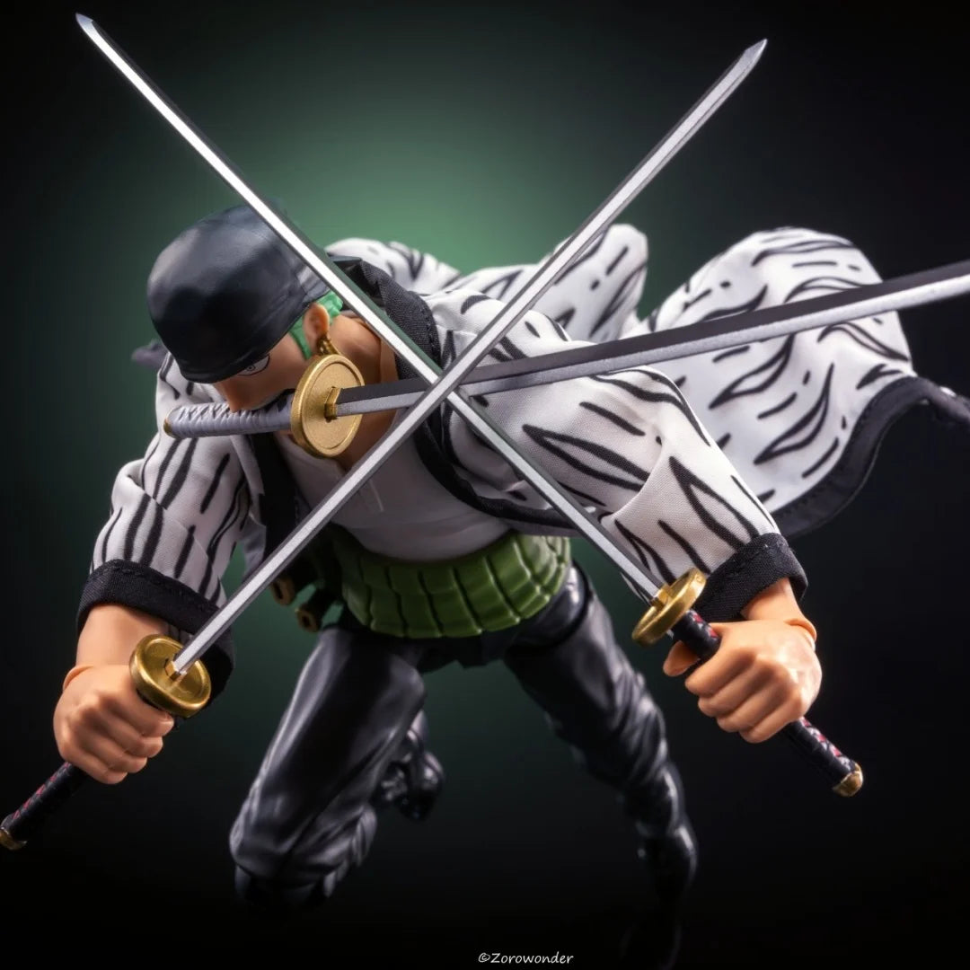 Едно парче SHF Аниме НОВО Ръчно изработено Roronoa Zoro шал от Alabasta, ШАПКА, палто, вградено от желязна тел, подходящо за играчки 1/12