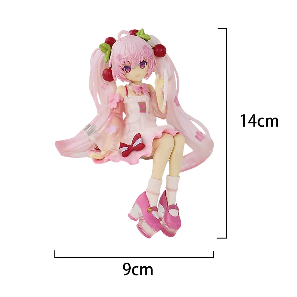 2026 14cm Hatsune Miku Vocalod Noodles Stopper Cherry Blossom Sakura Action Figure Doll Model Toy Home Kawaii Miku Birthday Gift