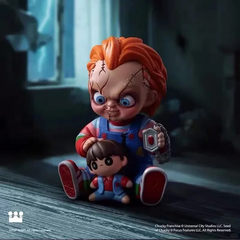 POPMART Halloween Chucky Ghost Kid Reincarnation Series Blind Box Trendy Toy Anime Actionfigur Überraschungsgeschenk zum Geburtstag