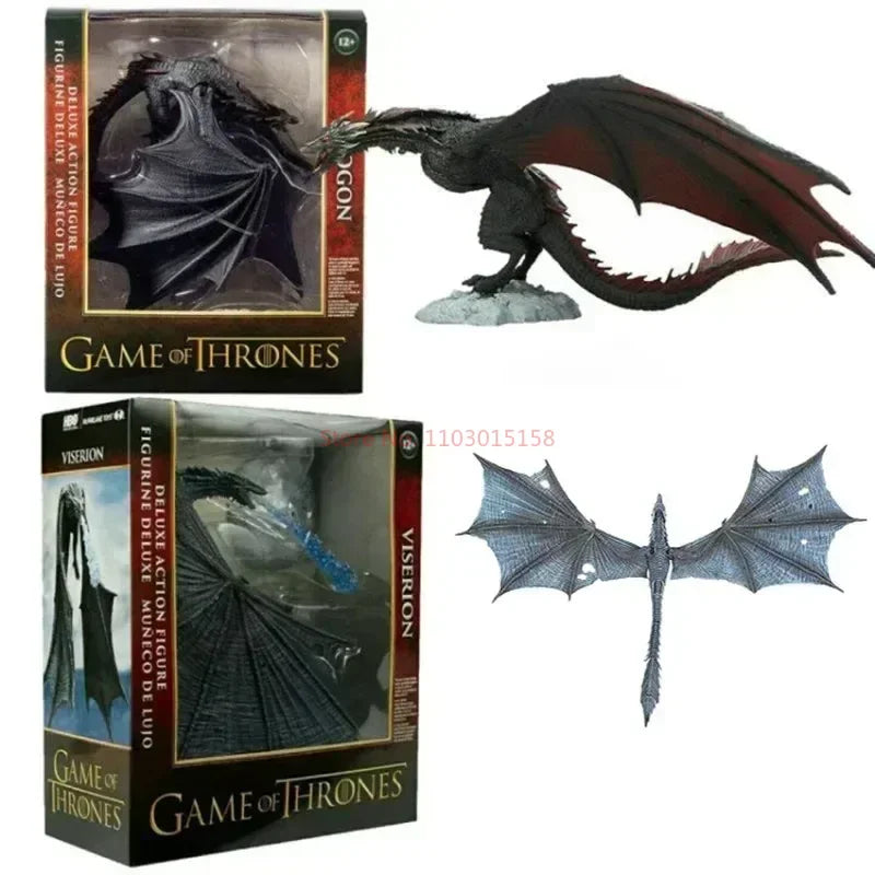 19 см Игра на тронове Аниме Фигурка Frost Wyrm Viserion Черен дракон Модел Кукли Екшън Фигурка PVC Статуя Декорация Играчка Подарък