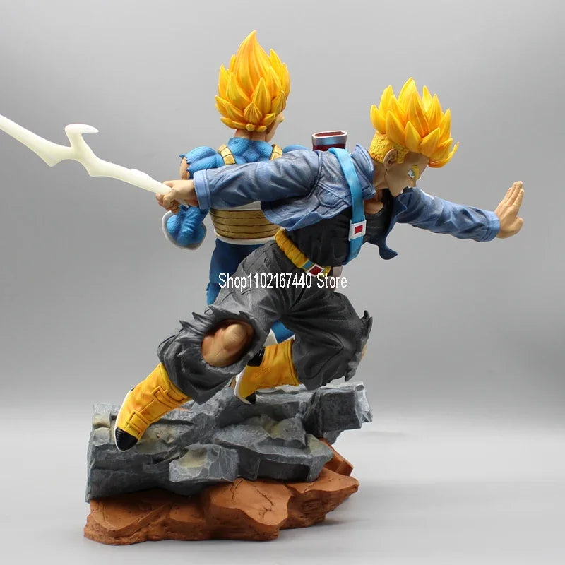 30cm Dragon Ball Z Action Figure Fighting Vegeta and Trunks Figure Father and Son Model Super Saiyan Statue PVC Collection Toys