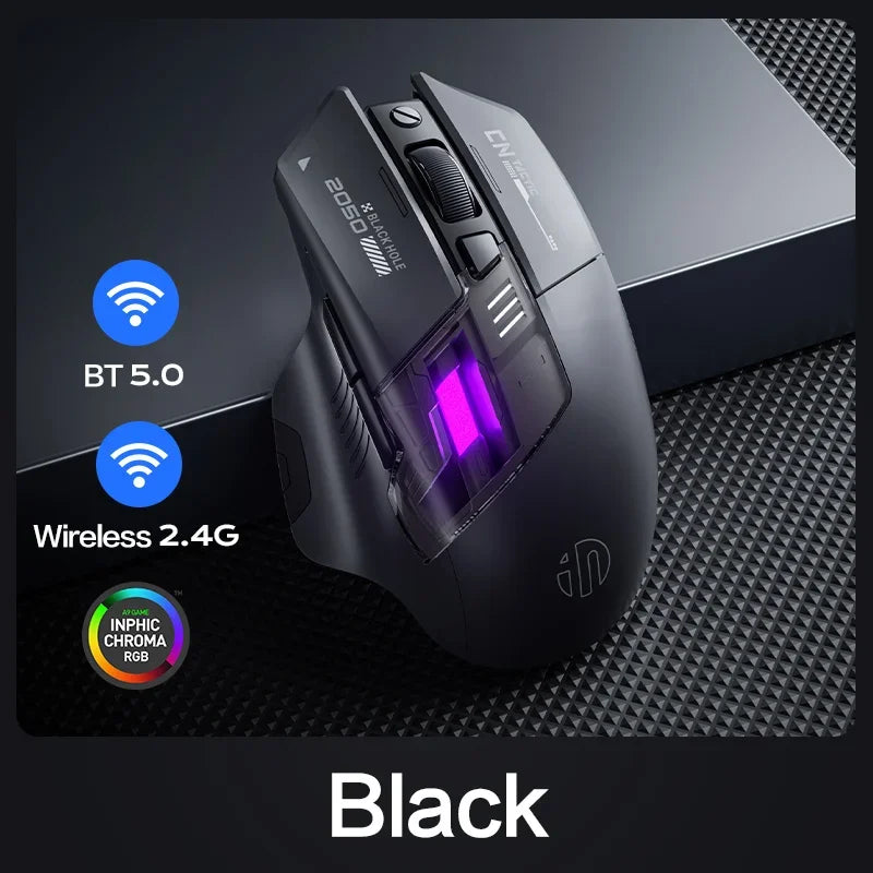 A9 Безжична 2.4G Bluetooth мишка RGB светлинен ефект 12800DPI Регулируема ергономична преносима мишка с индикатор за батерията