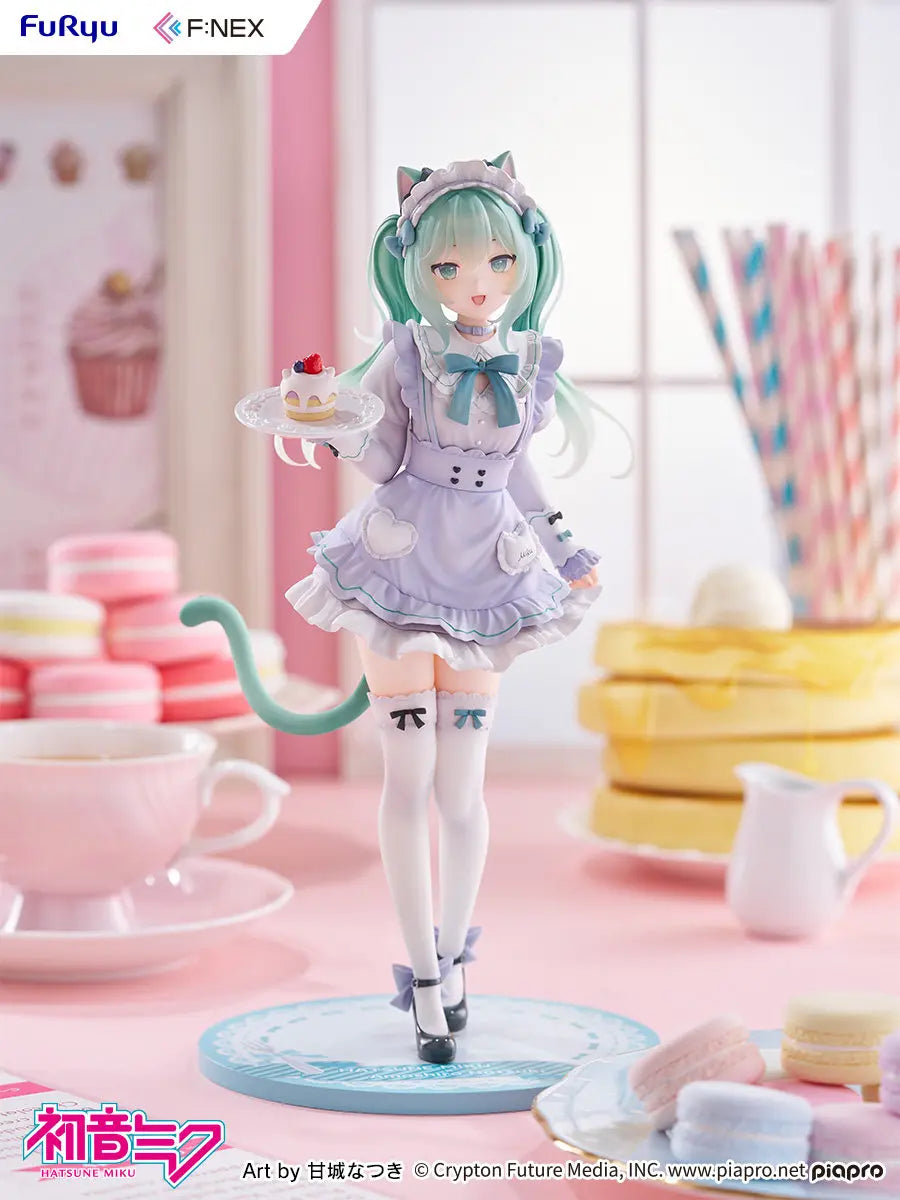 FuRyu F:NEX Nachoneko 1/7 Hatsune Miku X Nachoneko Cat Ear Maid Dress PVC 25CM Anime Action Figures Model Collection Toy