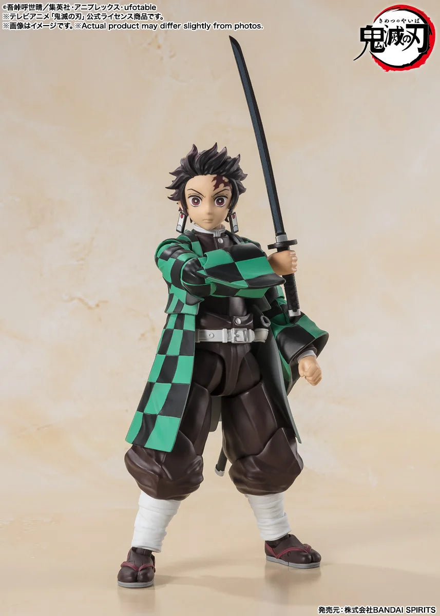 In stock Bandai Original Demon Slayer S.H.Figuarts Kamado Tanjirou About 14 cm Action Figures Collection Model Toy Gift
