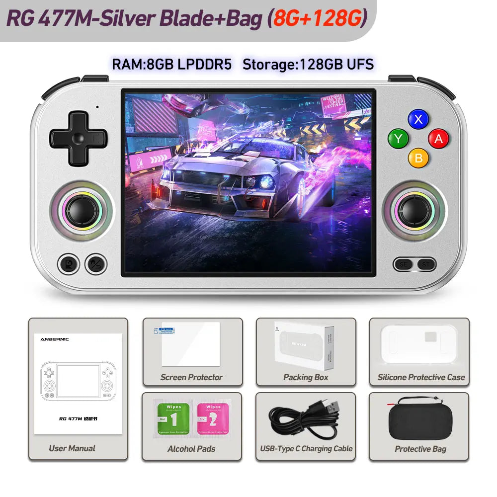 ANBERNIC RG 477M Android 14 Dimensity 8300 Game Player 4.7-inch LTPS In-Cell Display RGB Hall Joystick Retro Game Console RG477M