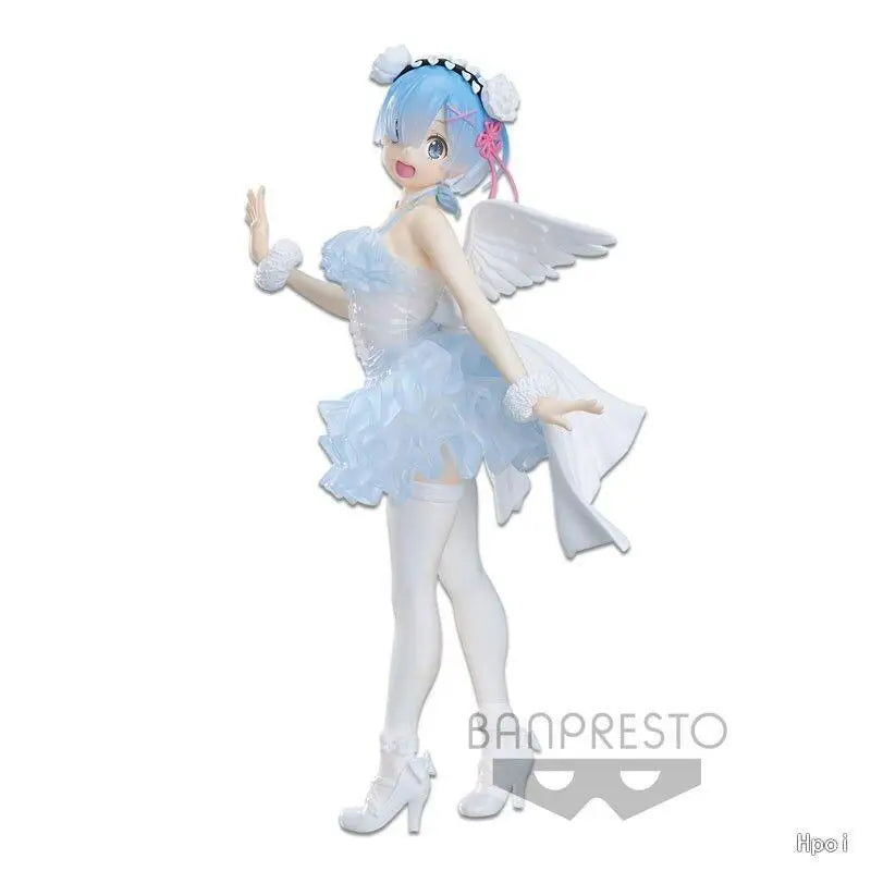 Bandai Japanese Version Megahouse Re Zero Angel Rem Figure Pvc Anime Collectors Home Display Detailed High Quality Collectible
