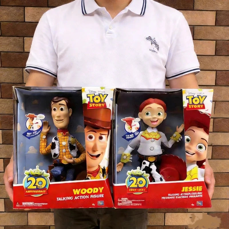 Pixar Toy Story 20th Anniversary Woody Jessie Sheriff Cowboy Talking Action Figures Desktop Model Toy Collectible Periphery Gift