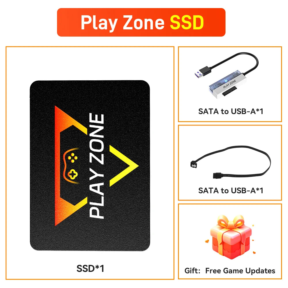 PlayZone 1T Retro Game SSD For PS5/PS4/PS3/PS2/Xbox/Switch/WII Portable Game Hard Drive Built-in 16000+ Games For Win PC/Laptop