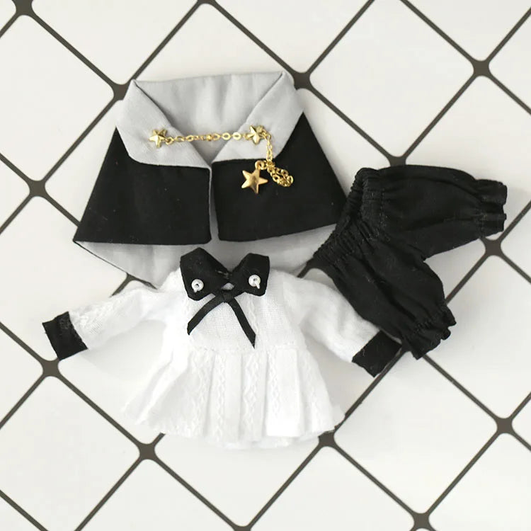 Doll Clothes Retro Short Sleeved Pants With Cloak Doll Clothes Accessories For Ob11,Obitsu11,Molly, Gsc, Ymy, 1/12bjd Dolls
