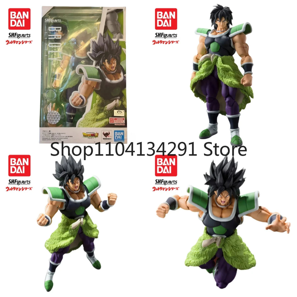 Original Stock Bandai SHF Dragon Ball Super Movie Edition Broly Black Hair Battle Suit Super Saiyan Birthday Gift Toy