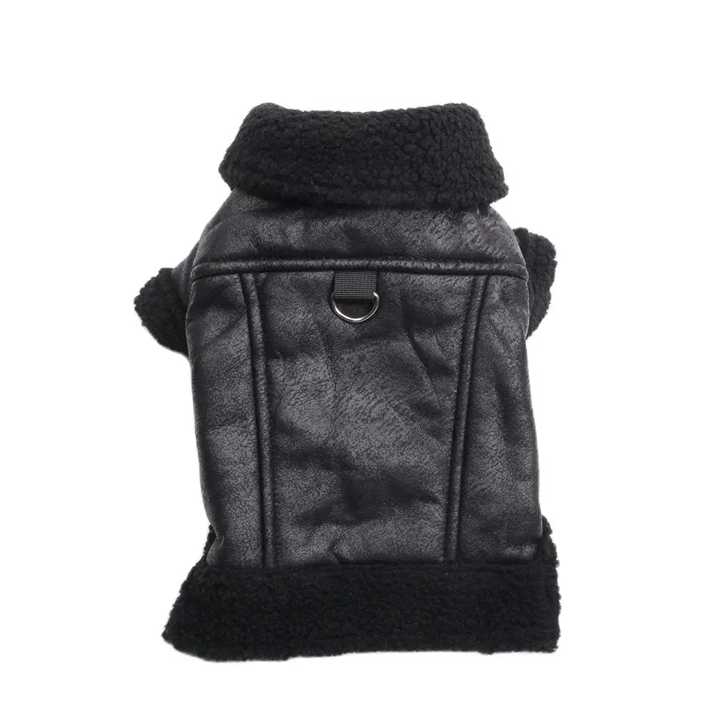 Winter Hundemantel Jacke Kunstleder Fleece Warm Haustier Welpe Warme Kleidung Bekleidung Outfit