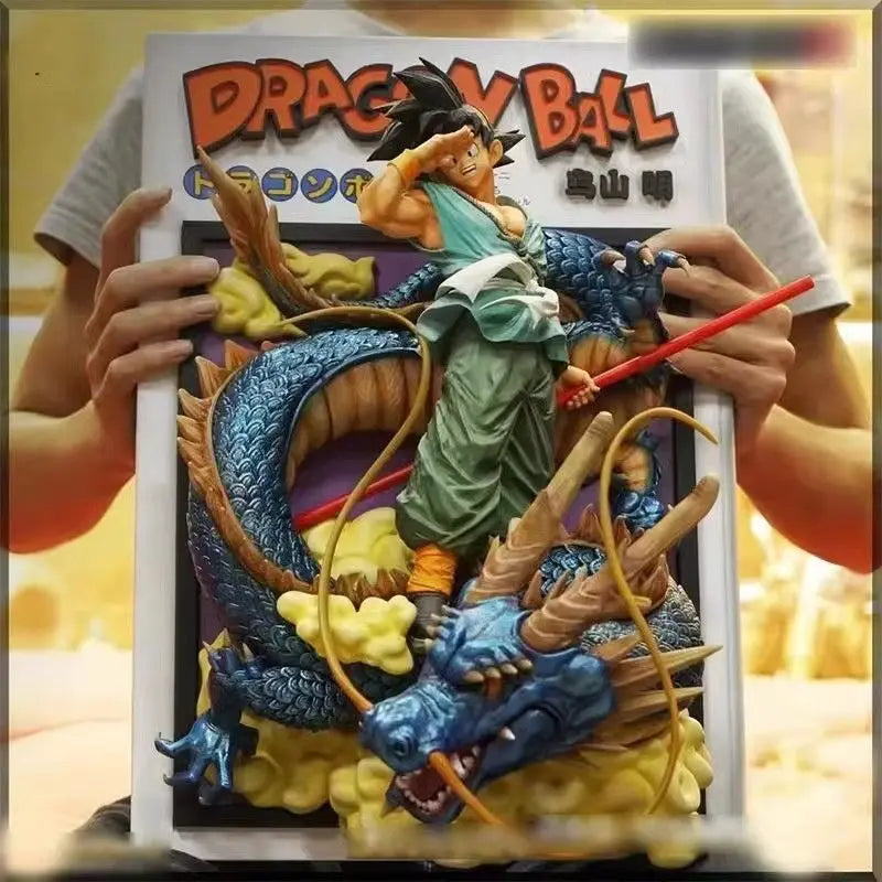 Amime Dragon Ball Z Gk 3D-Comic-Bücher Son Goku reitet Shenron Figur PVC-Actionfigur Modell Statue Sammlung Kinderspielzeug